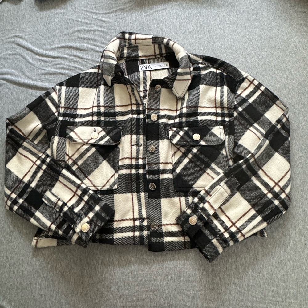 Zara Plaid Cropped Shacket